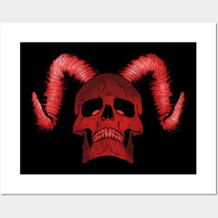 horned skull color Posters and Art